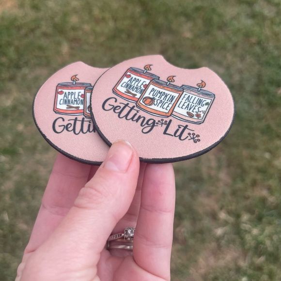 Getting Lit Fall Candles Car Coaster Set | Car Accessories - Picture 3 of 13